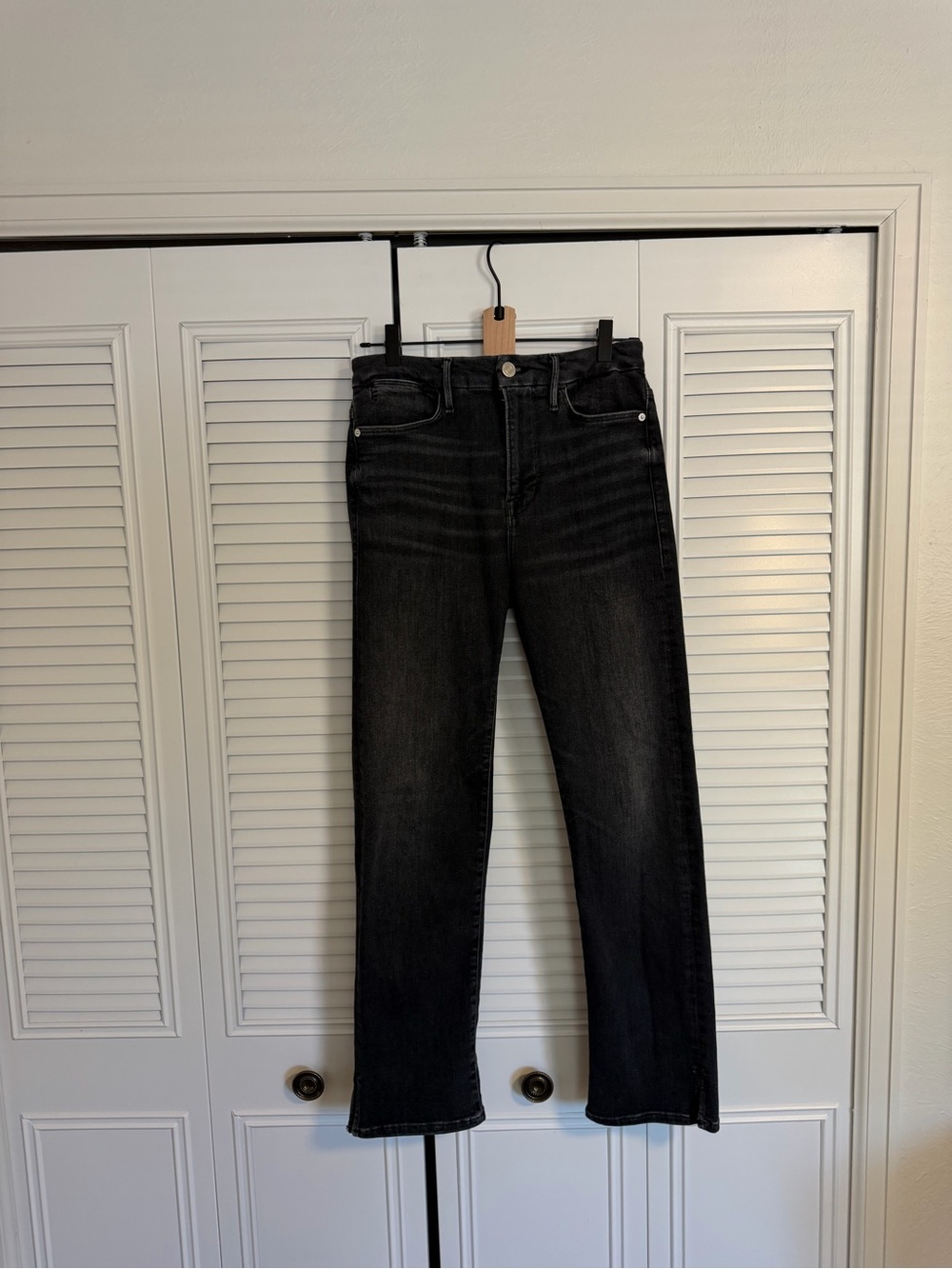 Frame Black Le Super High Straight Leg Jeans - size 28